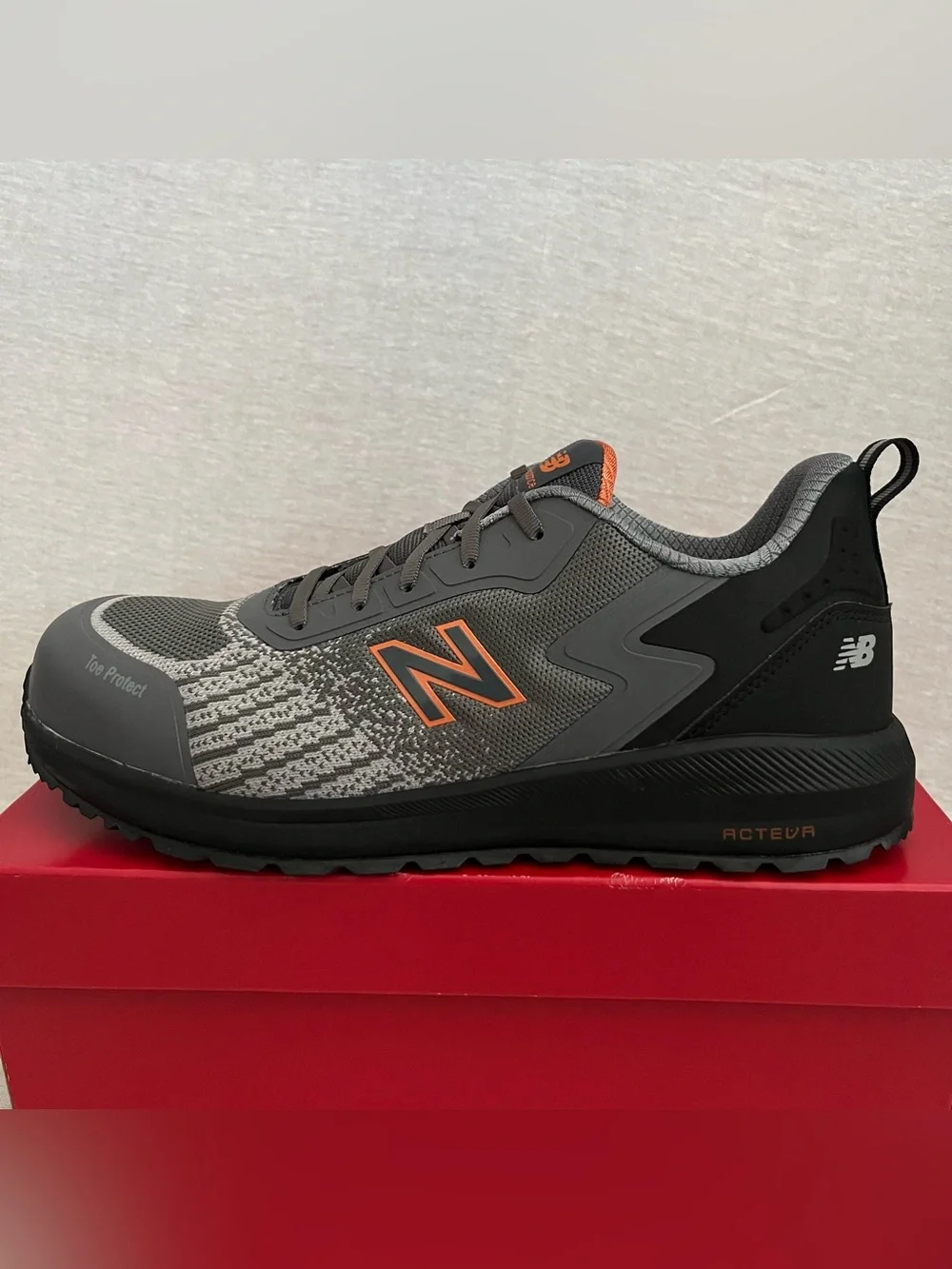 New Balance Industrial Speedware Gray & Orange Safety Toe Work Sneakers
